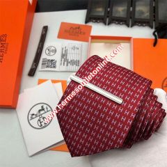 Hermes Tie 8 Faconnee Bicolore H Tie In Red