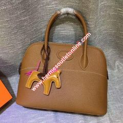 Hermes Bolide Bag Togo Leather Palladium Hardware In Brown