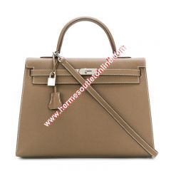 Hermes Kelly Bag Epsom Leather Palladium Hardware In Khaki