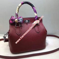 Hermes Toolbox Bag Swift Leather Palladium Hardware In Burgundy