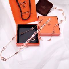 Hermes Farandole Long Necklace In Rose