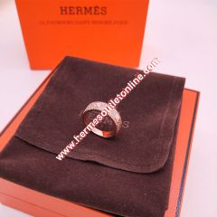 Hermes Mini Clous Ring With Crystal Rose