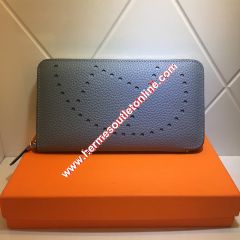 Hermes Evelyne Wallet Togo Leather Palladium Hardware In Sky Blue