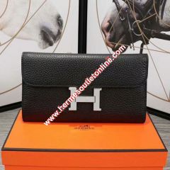 Hermes Constance Wallet Epsom Leather Palladium Hardware In Black