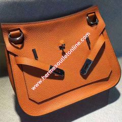 Hermes Jypsiere Bag Clemence Leather Palladium Hardware In Orange