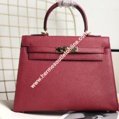 Hermes Kelly Bag Epsom Leather Gold Hardware In Burgundy