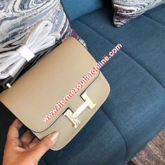 Hermes Constance Bag Epsom Leather Gold Hardware In Light Grey