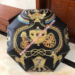 Hermes Carriage Print Umbrella In Black