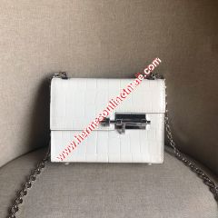 Hermes Verrou Chaine Mini Bag Alligator Leather Palladium Hardware In White