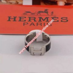 Hermes Clic H Ring Silver In Black