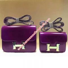Hermes Constance Bag Box Leather Gold Hardware In Purple