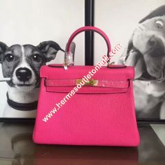 Hermes Kelly Bag Togo Leather Gold Hardware In Rose