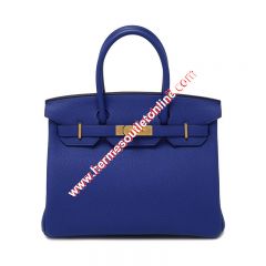 Hermes Birkin Bag Togo Leather Gold Hardware In Blue