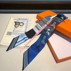 Hermes Courvertures Nouvelles Vichy Twilly In Blue