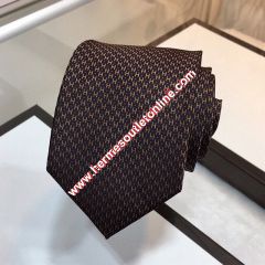 Hermes H Silk Tie In Coffee