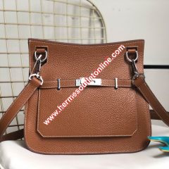 Hermes Jypsiere Bag Clemence Leather Palladium Hardware In Caramel