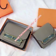 Hermes Roulis Bag Epsom Leather Gold Hardware In Grey