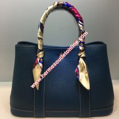 Hermes Garden Party Bag Togo Leather In Navy Blue