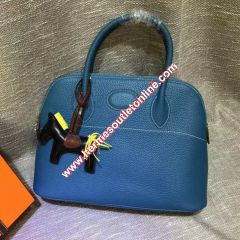 Hermes Bolide Bag Togo Leather Palladium Hardware In Blue