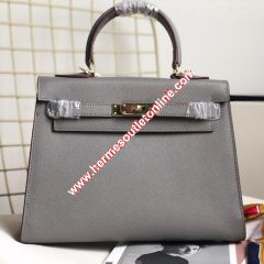 Hermes Kelly Bag Epsom Leather Gold Hardware In Dark Grey