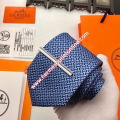 Hermes Tie 7 Triple H Tie In Light Blue