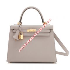 Hermes Kelly Bag Epsom Leather Gold Hardware In Grey