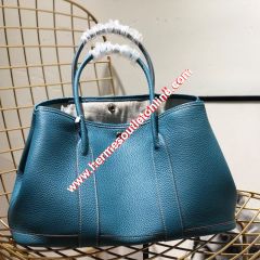 Hermes Garden Party Bag Togo Leather In Peacock Blue
