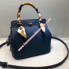 Hermes Toolbox Bag Swift Leather Palladium Hardware In Blue