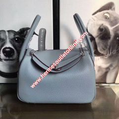 Hermes Lindy Bag Clemence Leather Palladium Hardware In Sky Blue