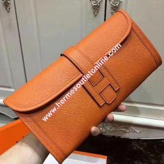 Hermes Jige Elan Clutch Epsom Leather In Orange