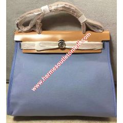 Hermes Herbag Bag Canvas Palladium Hardware In Sky Blue