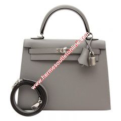 Hermes Kelly Bag Epsom Leather Palladium Hardware In Grey