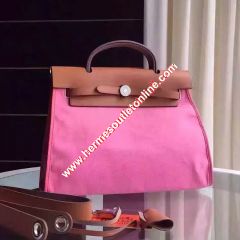 Hermes Herbag Bag Canvas Palladium Hardware In Pink