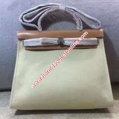 Hermes Herbag Bag Canvas Palladium Hardware In White