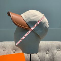 Hermes H Cotton Baseball Cap In Beige