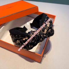 Hermes Horse Chain Print Headband Black